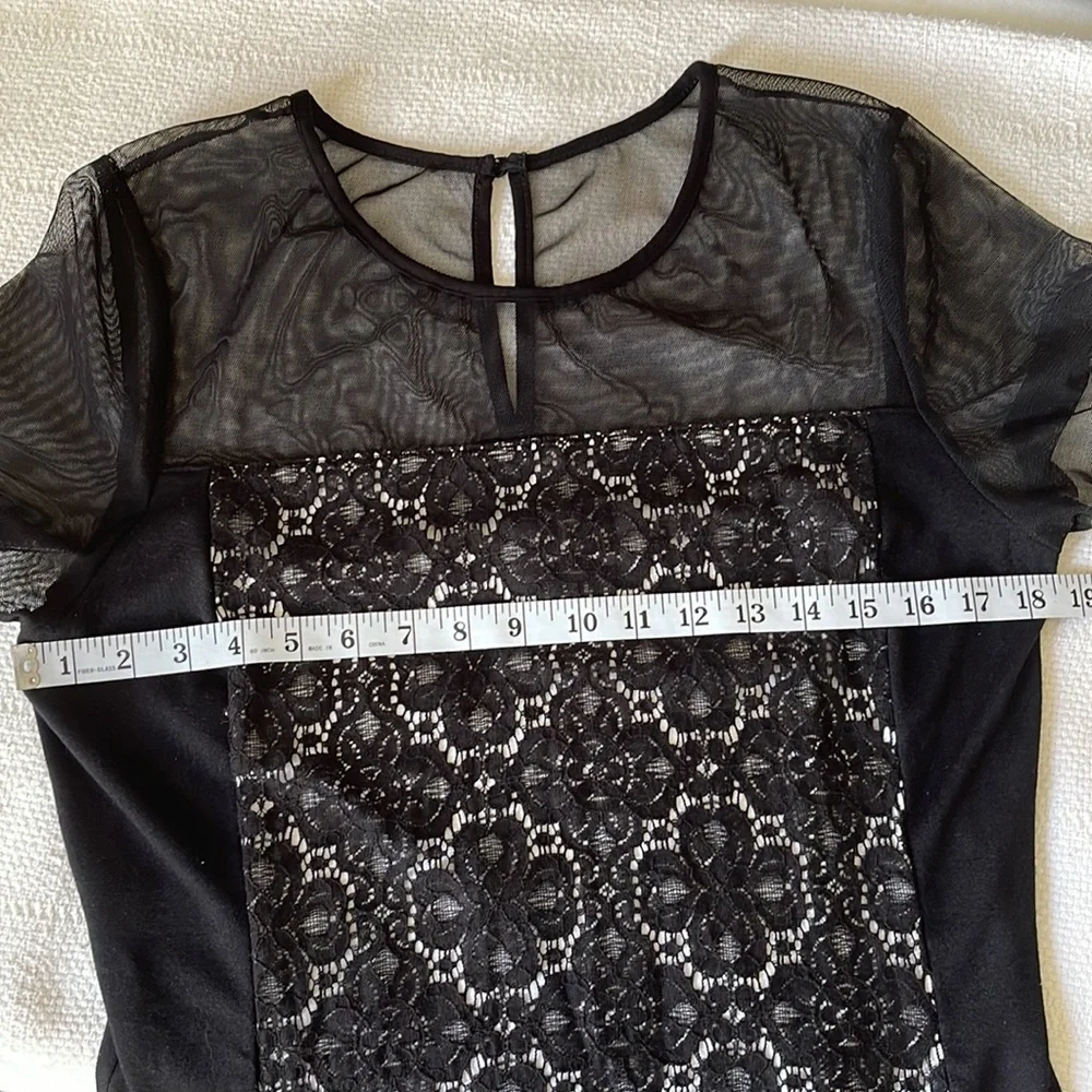 Julienne W   Sheer and Lacy Little Black Dress   Short Sleeves XL